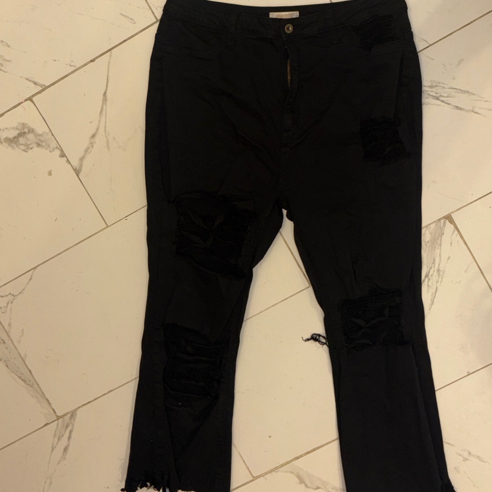 Aphrodite Midnight Black Ripped Boyfriend Jeans